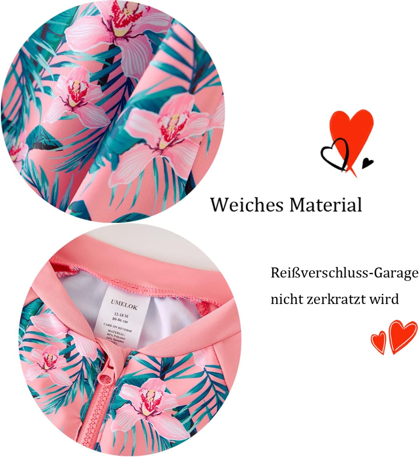 Thumbnail 5 de UMELOK Baby Badebekleidung für Mädchen: Badeanzug mit Sonnenhut und UV Schutz (UPF 50+)