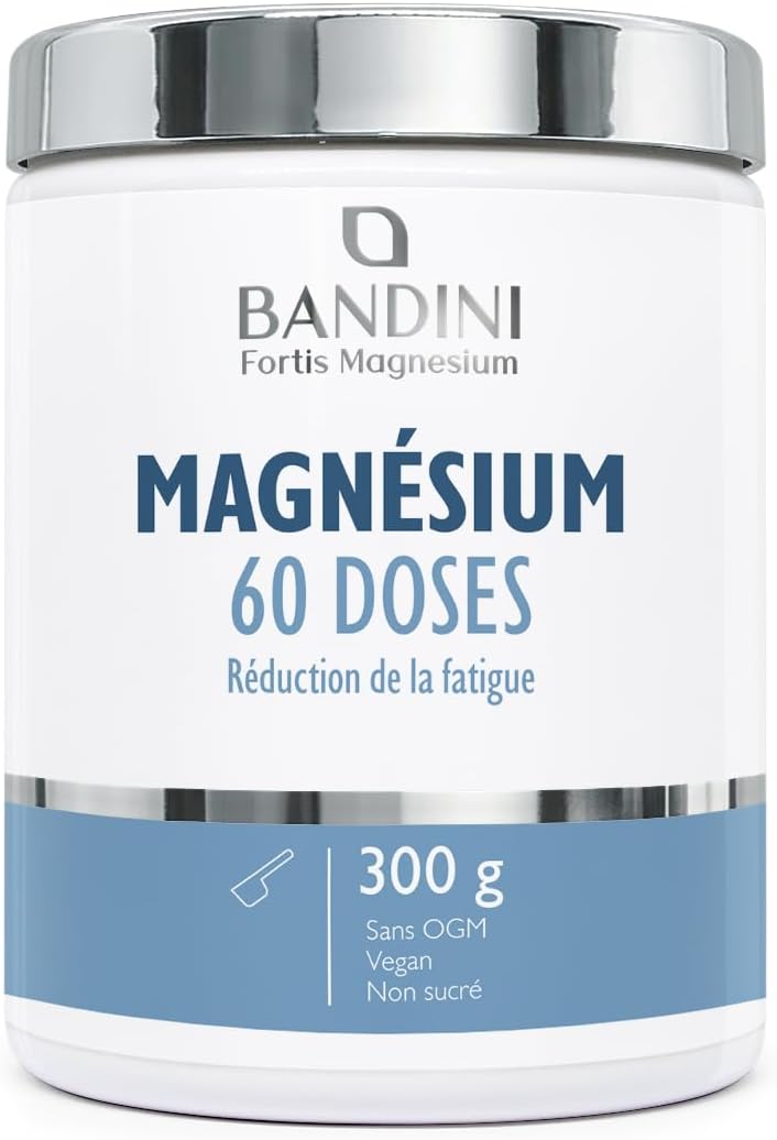 Detalle de Bandini® Magnésium en Poudre 300 g – Source de Citrate de Magnésium, sans OGM