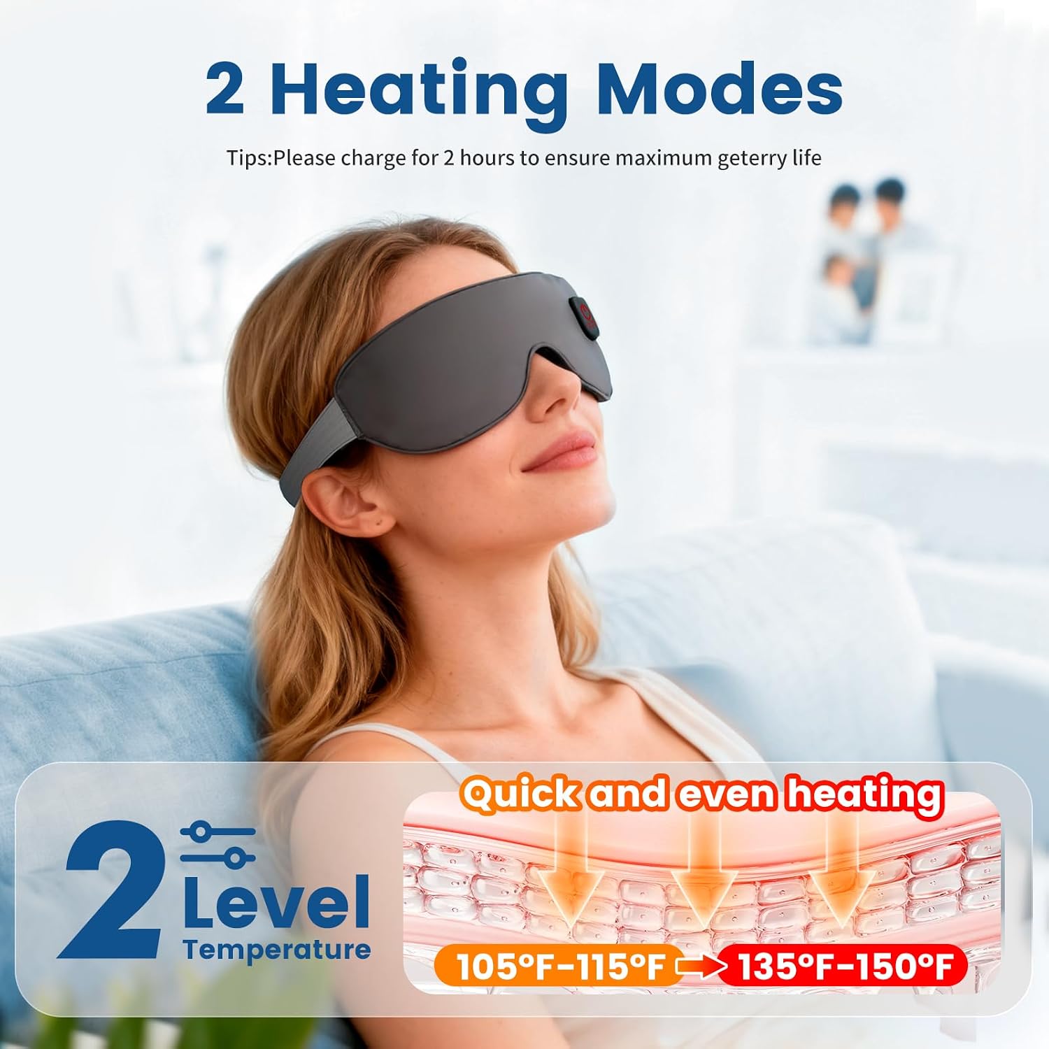 Detalle de Cordless heated eye mask, silk