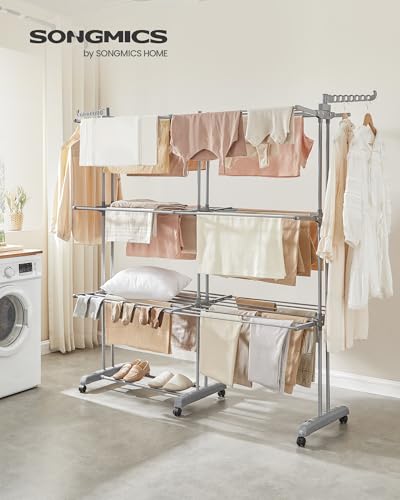 Thumbnail 1 de Songmics Étendoir à Linge 3 Niveaux, Séchoir Mobile Pliable – XXL en Acier Inoxydable