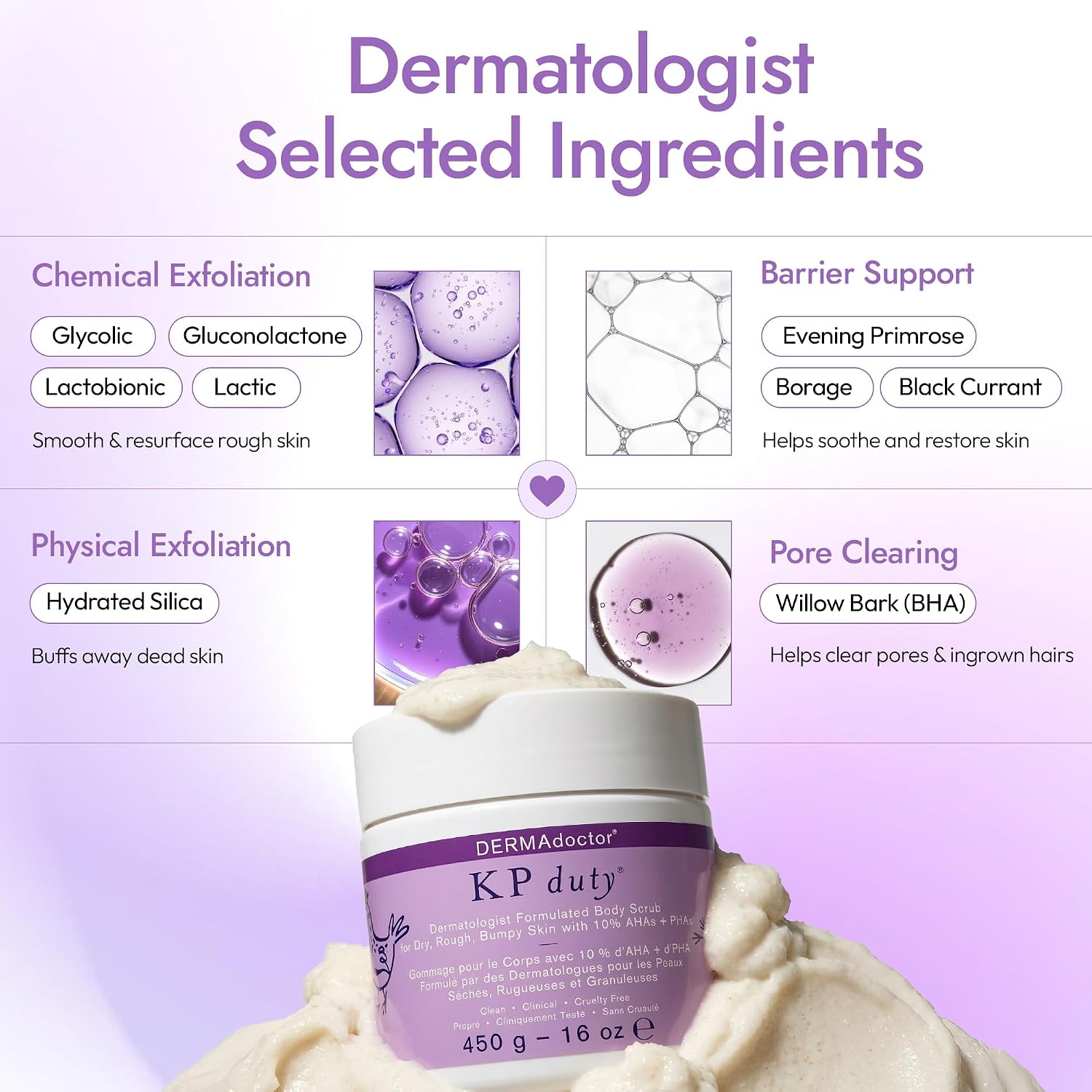 Thumbnail 6 de DERMAdoctor KP Bump Eraser Body Scrub with 10% AHAs + PHAs (Glycolic & Lactic acids) — 16 fl oz
