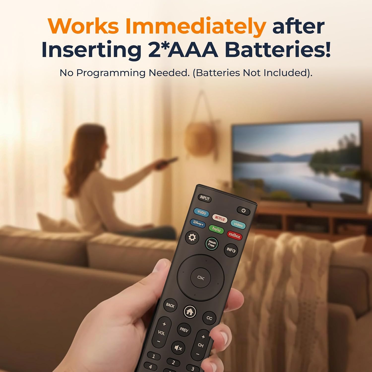 Detalle 2 de Nettech Universal Vizio TV Remote for Smart TVs, Infrared, 40-Foot Range