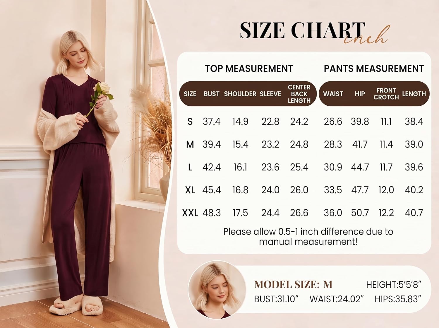 Detalle de Ekouaer Women's Pajama Set