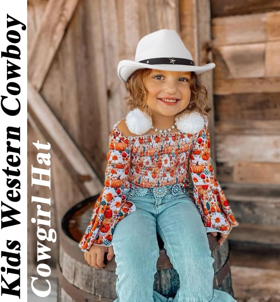 Thumbnail 1 de DRESHOW Cowboyhut Kinder – Fedora Westernhut mit Schnalle Gürtel, unisex 4–12 Jahre