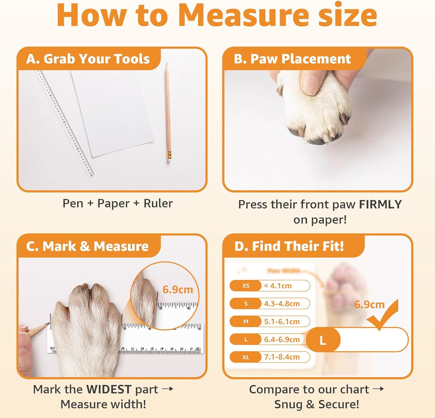 Thumbnail 6 de 2 Pairs Anti Slip Dog Socks With Paw Protection and Grips (Brown, Size M) – Adjustable Straps for Senior Pets