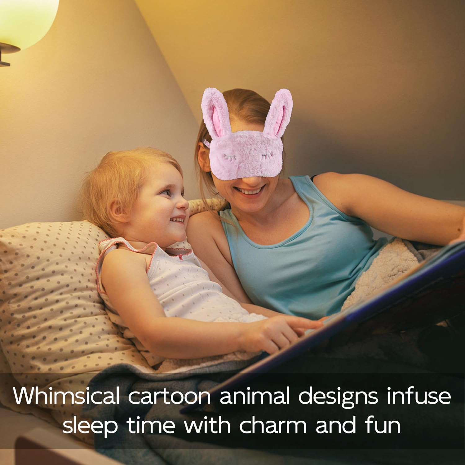 Detalle de VerteLife Sleep Mask Cute Bunny Eye Mask – 3D Cartoon Bunny Ears, Pink