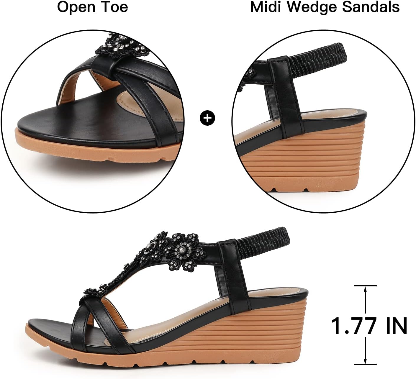 Thumbnail 4 de TEMOFON Women's Low Wedge Heels Summer Dressy Platform Sandals with Elastic Ankle Strap