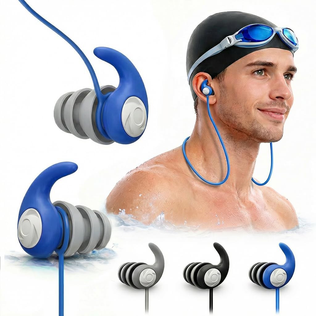 Detalle de Waterproof Swimming Ear Plugs for Adults – 3 Pairs of Reusable Soft Silicone Ear Protection