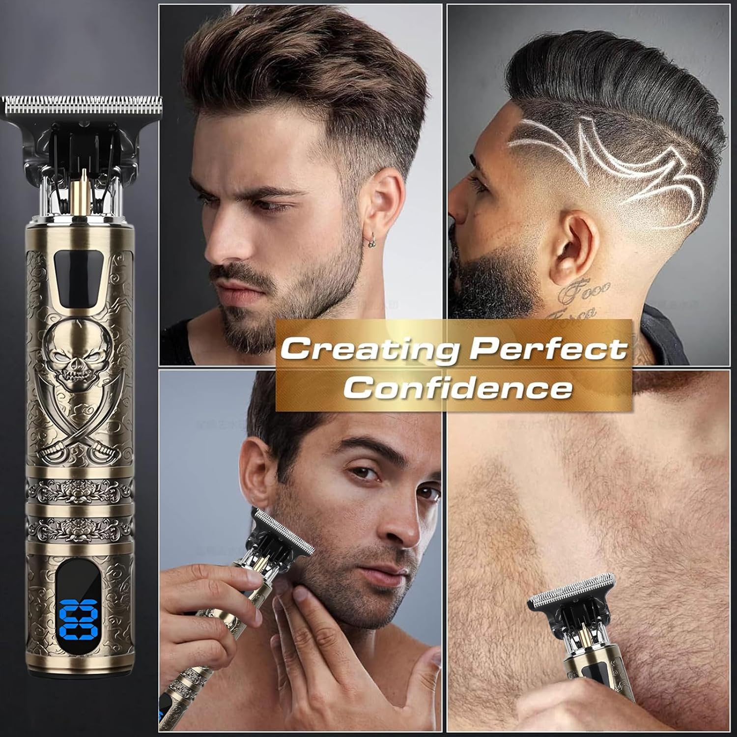 Thumbnail 6 de XkuiHF Tondeuse cheveux et barbe IPX7 rechargeable USB, 4 peignes (1,5–4 mm) et lame à bord précis