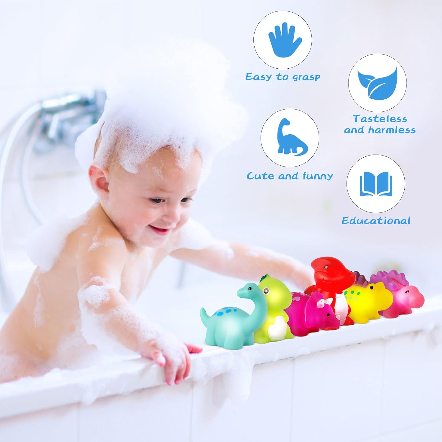 Thumbnail 5 de 6er-Set Badespielzeug Dinosaurier – leuchtende, schwimmende Badewanne-Dinosaurier für Babys und Kleinkinder