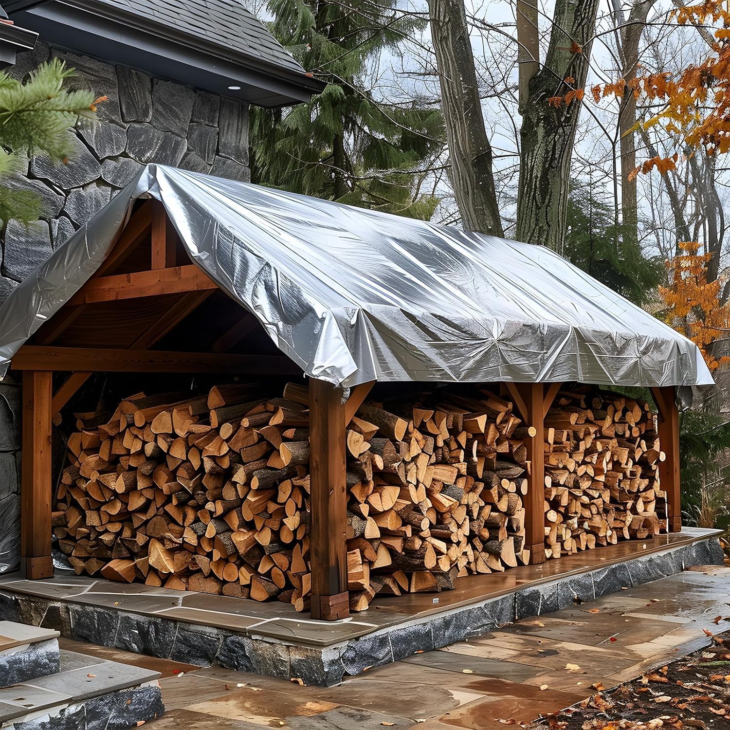 Thumbnail 2 de Abio Abdeckplane 4x4 m grau, 110 g/m² – wasserdichte Tarp mit Ösen