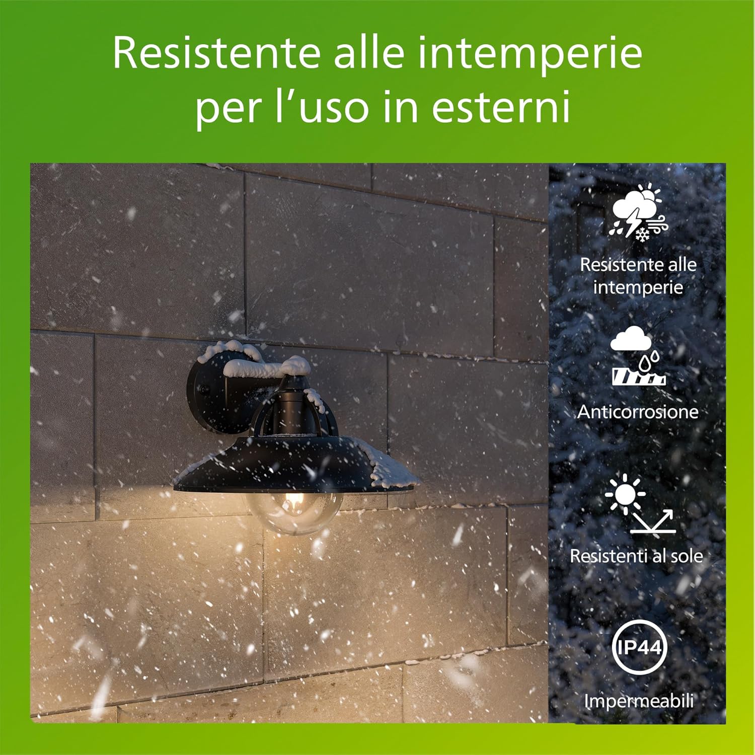 Thumbnail 2 de Philips Cormorant applique LED da esterno IP44 in alluminio nero con attacco E27 (lampadina venduta separatamente)