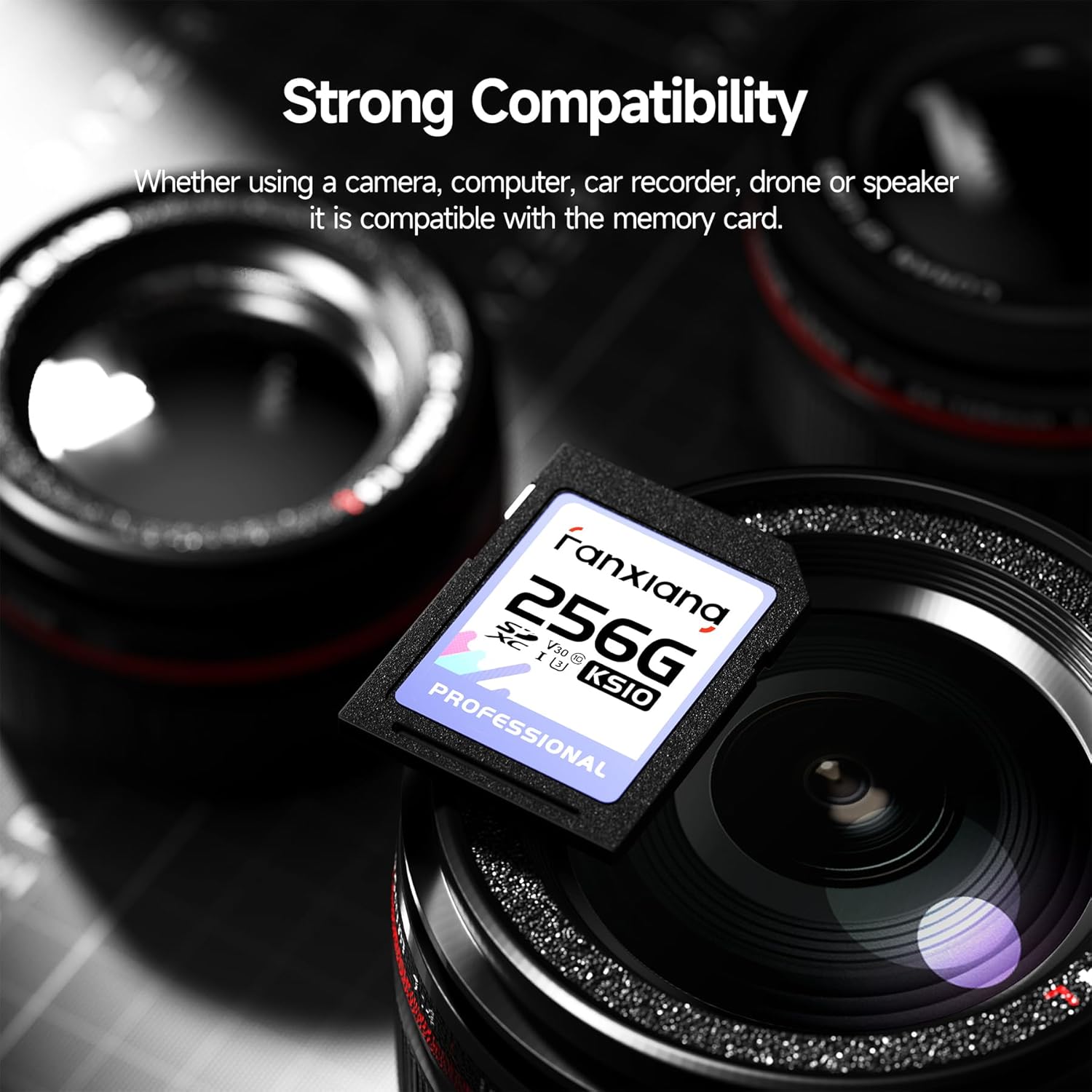 Detalle de fanxiang SD Card 256GB SDXC – Ultra‑Reliable UHS‑I Card for 4K and Pro Photography