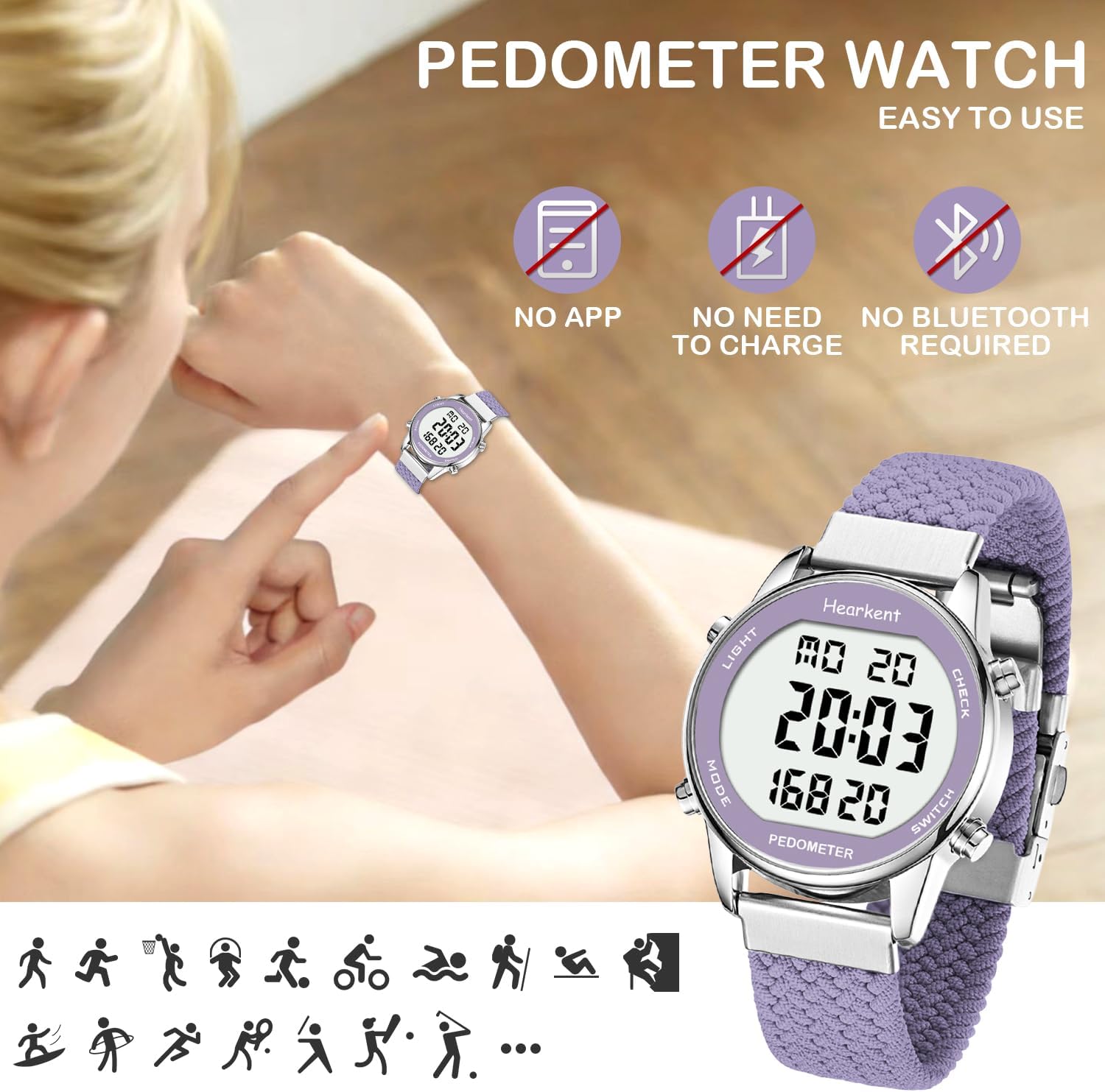Thumbnail 3 de Hearkent Pedometer Watch for Women 30M