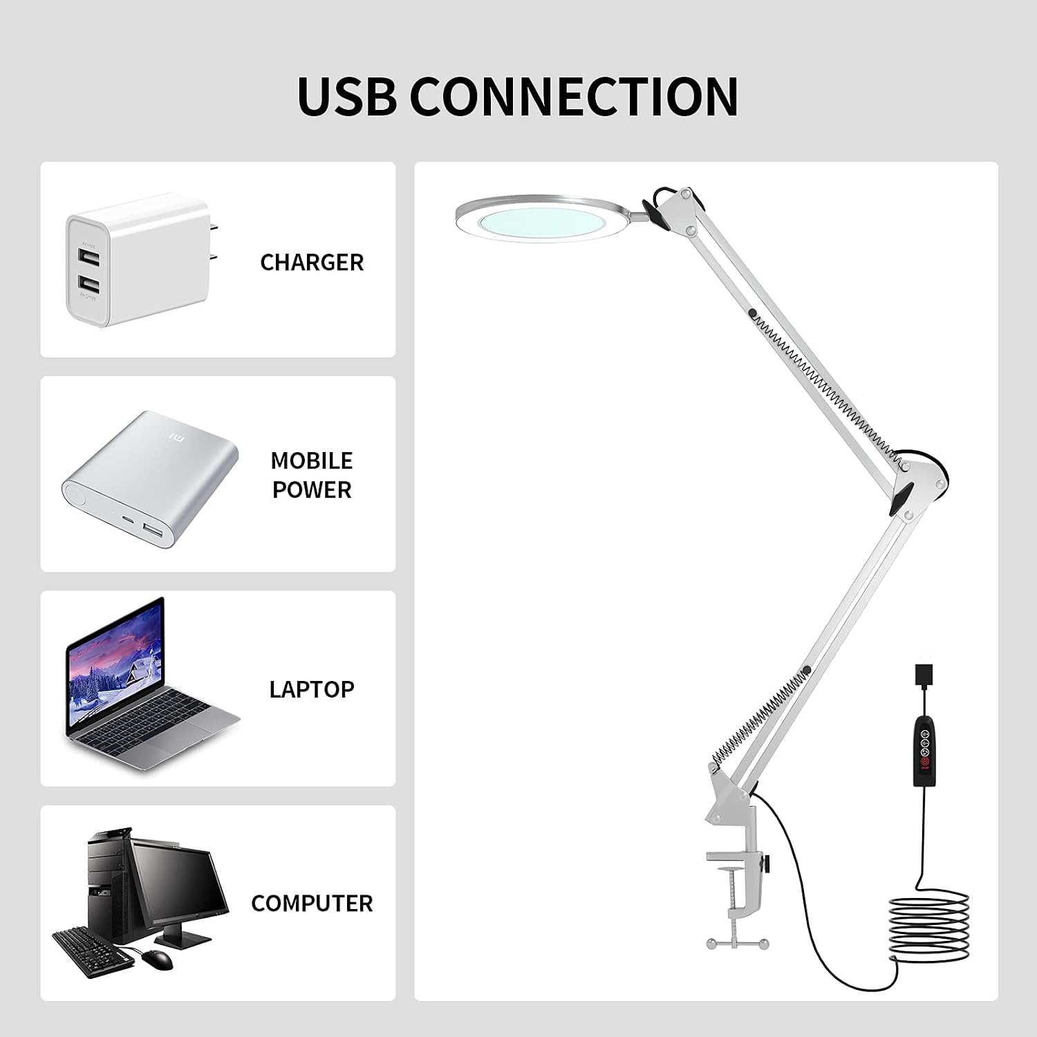 Detalle 1 de Beyamz Lupenleuchte 105 mm mit USB
