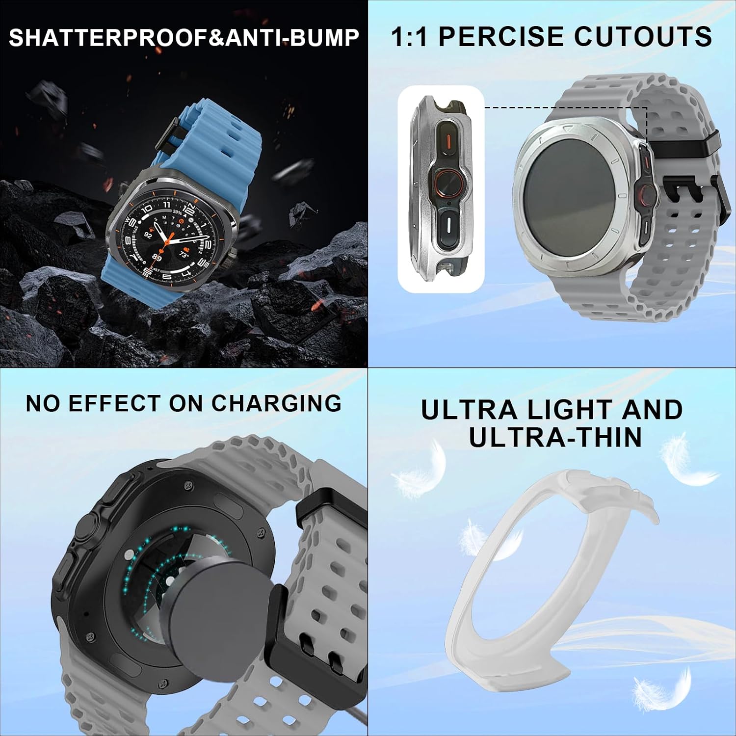 Detalle de 6-Pack Marine Silicone Bands + Protective Cases for Samsung Galaxy Watch Ultra 47mm