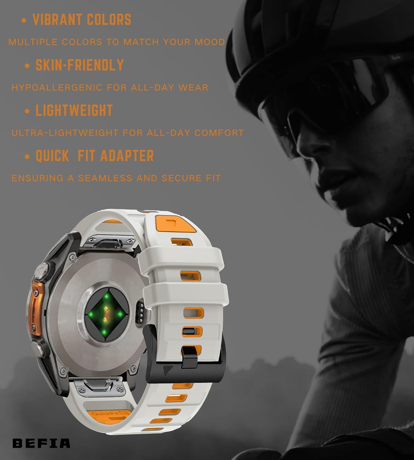 Thumbnail 3 de BEFIA 22mm Quick Fit Watch Band for Garmin fenix 8 47mm, Forerunner 965/955, epix Gen 2 47mm (Sweat & Sport Comfort)