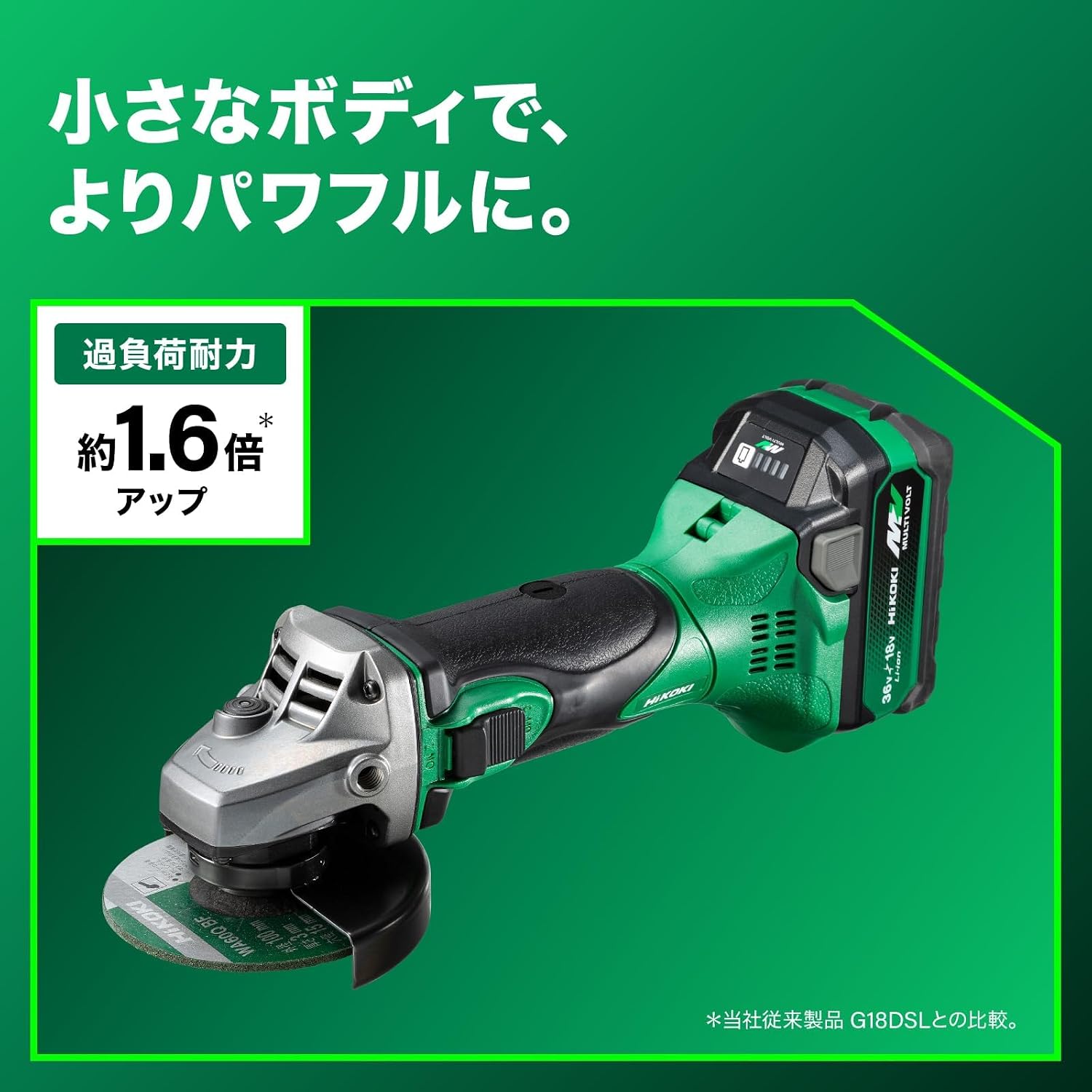 Detalle de HiKOKI G18DSL2(NNN) 18V充電式ディスクグラインダー 100mm砥石対応