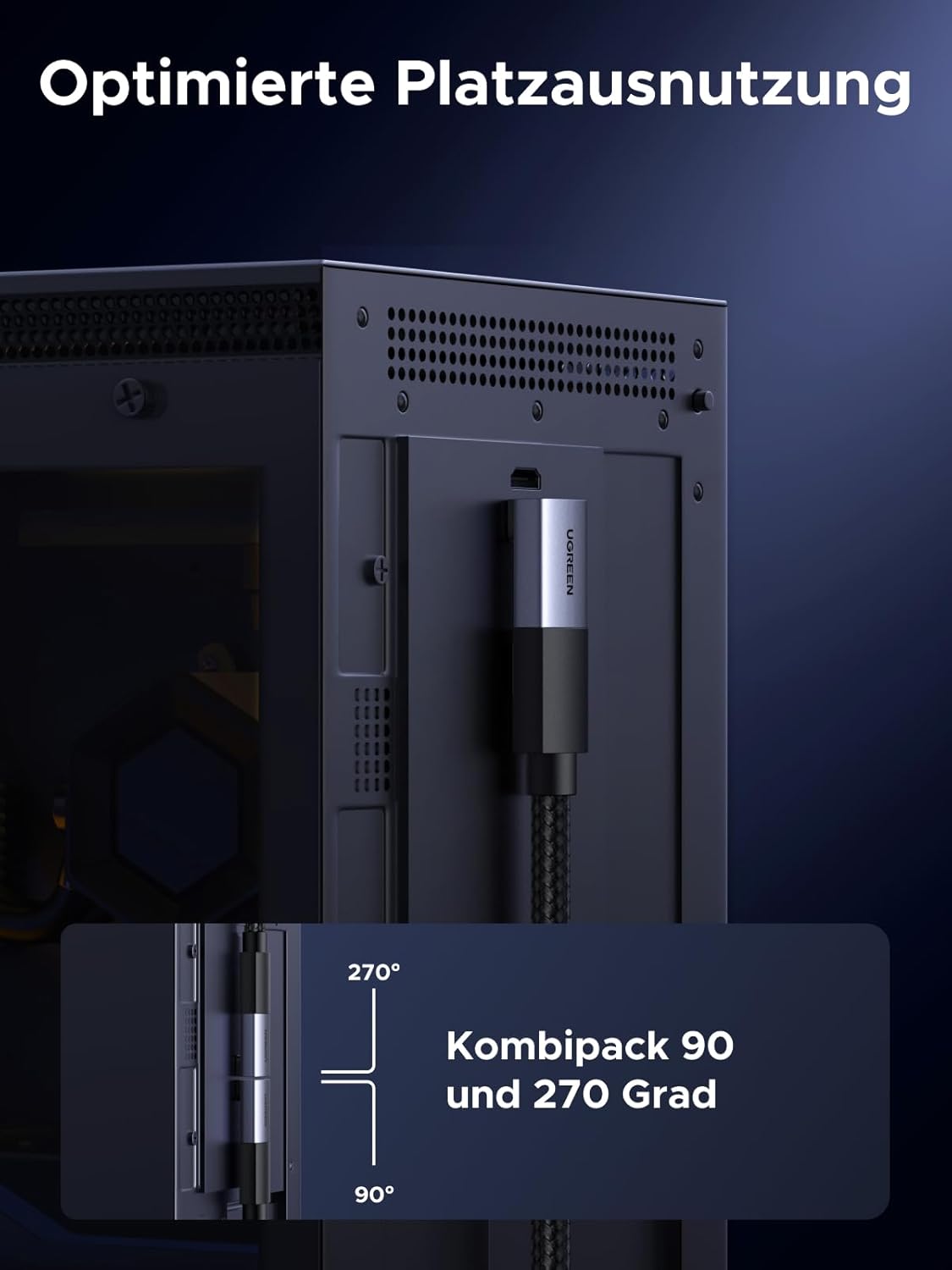 Thumbnail 2 de UGREEN 8K HDMI Adapter (Winkelstecker 90°/270°, HDMI 2.1) für 8K@60Hz & 4K Gaming