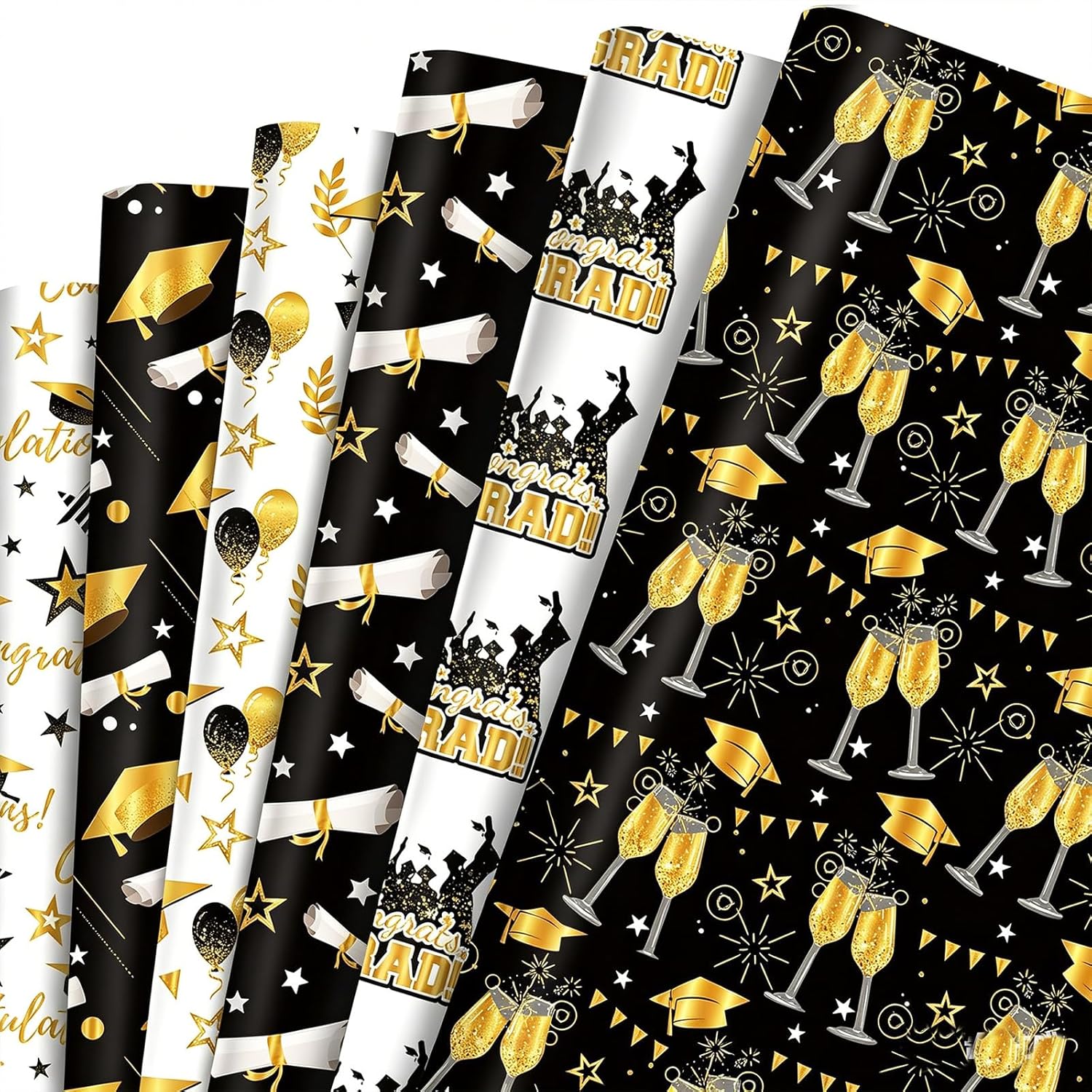 Thumbnail 3 de 12 Pcs Happy Birthday Wrapping Paper Sheets – Kraft, 50x69 cm, Recyclable & Loose-Leaf Gift Wrap (6 designs)