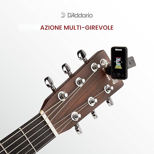 Detalle de D'Addario Eclipse - Accordatore clip per chitarra, Nero: accordatura rapida, chiaro display e morsetto stabile
