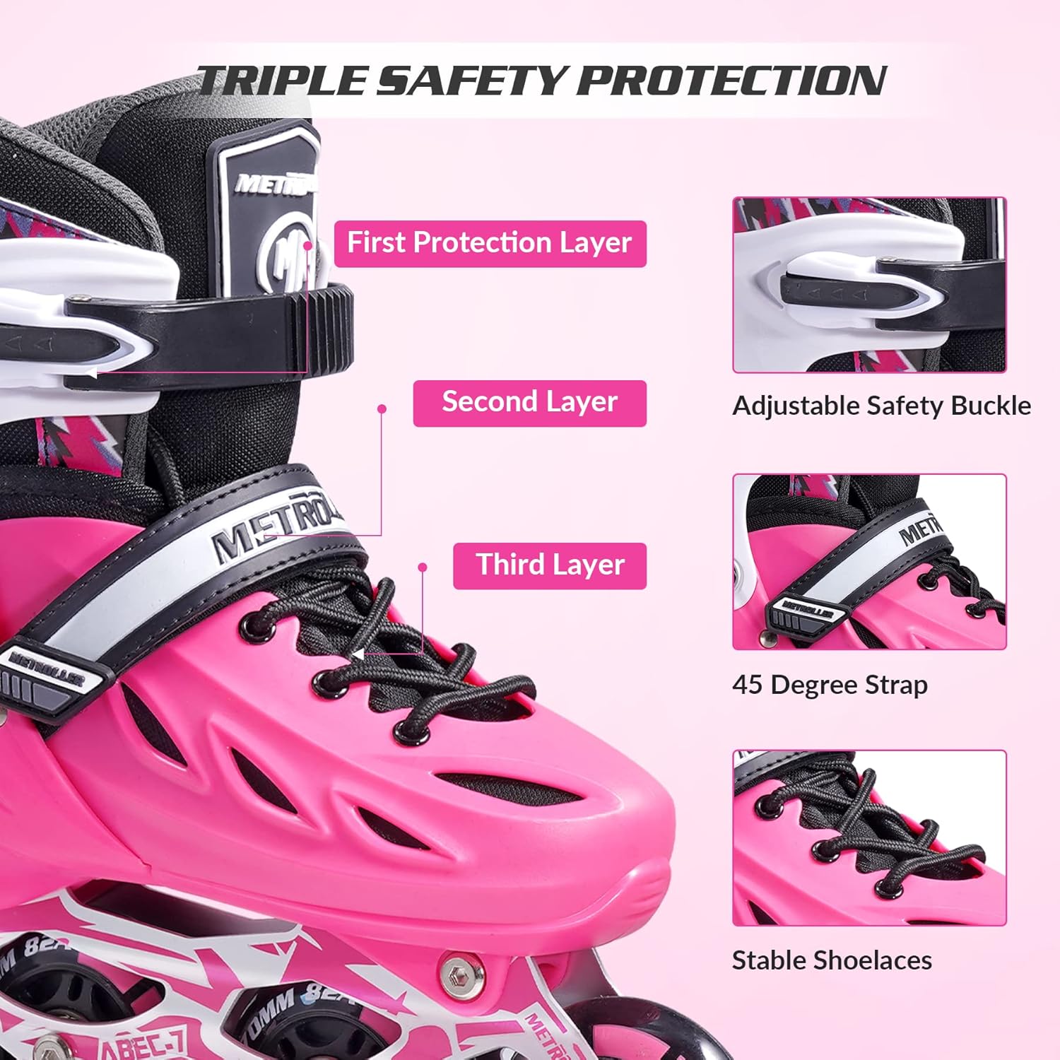 Thumbnail 3 de METROLLER Inline Skates for Kids & Adults (4 Adjustable Sizes) with Light-Up Wheels