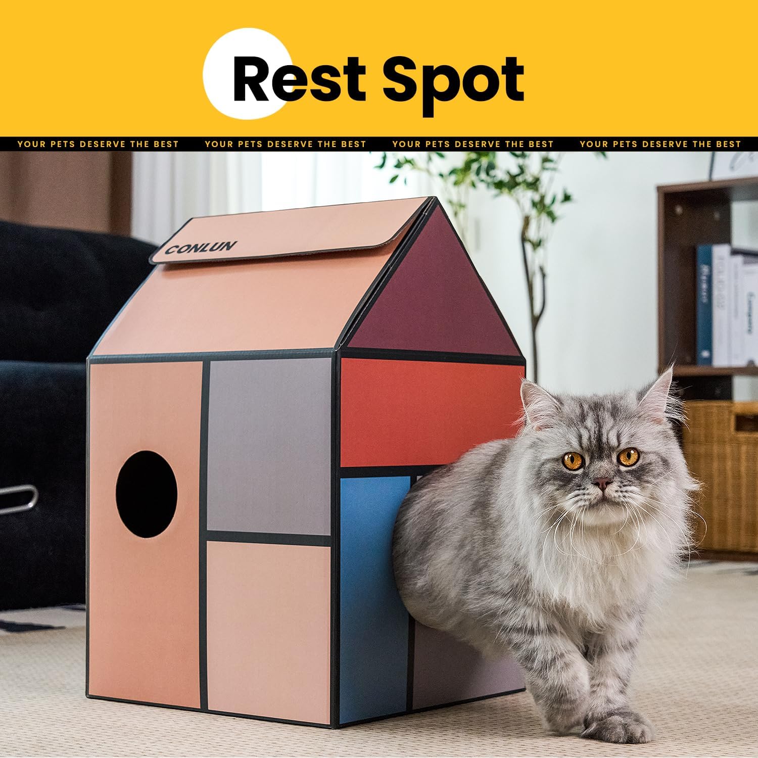 Thumbnail 3 de Conlun Cardboard Cat House with Scratcher and Catnip 🐱