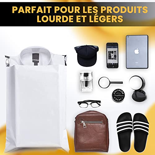 Detalle de UGIX Enveloppe Plastique Expedition — Lot de 100 enveloppes auto-adhésives, 4 tailles, blanc