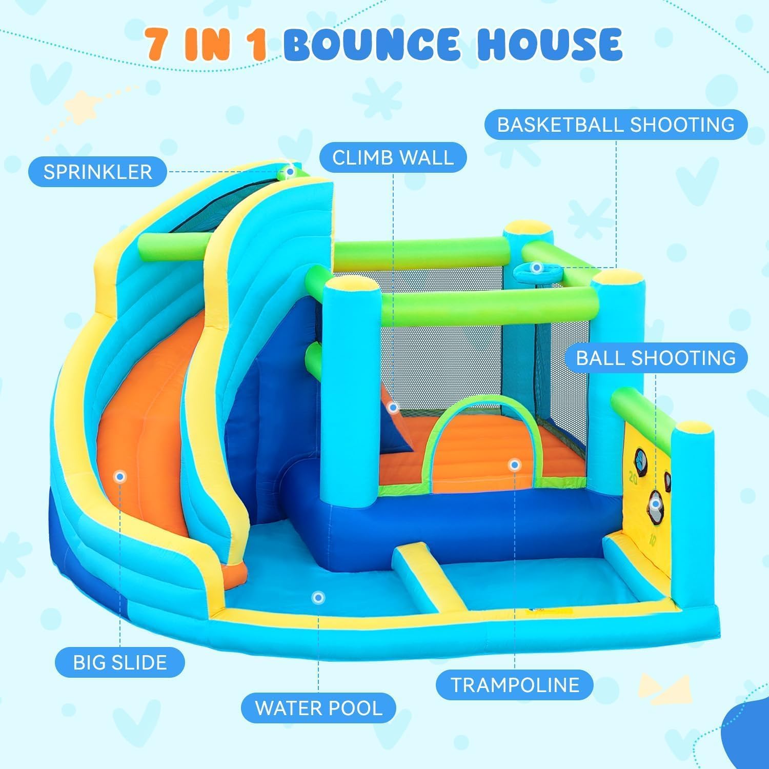 Thumbnail 6 de Inflatable Bouncy Castle Water Park with Slide Sprayer: A family-friendly backyard splash experience