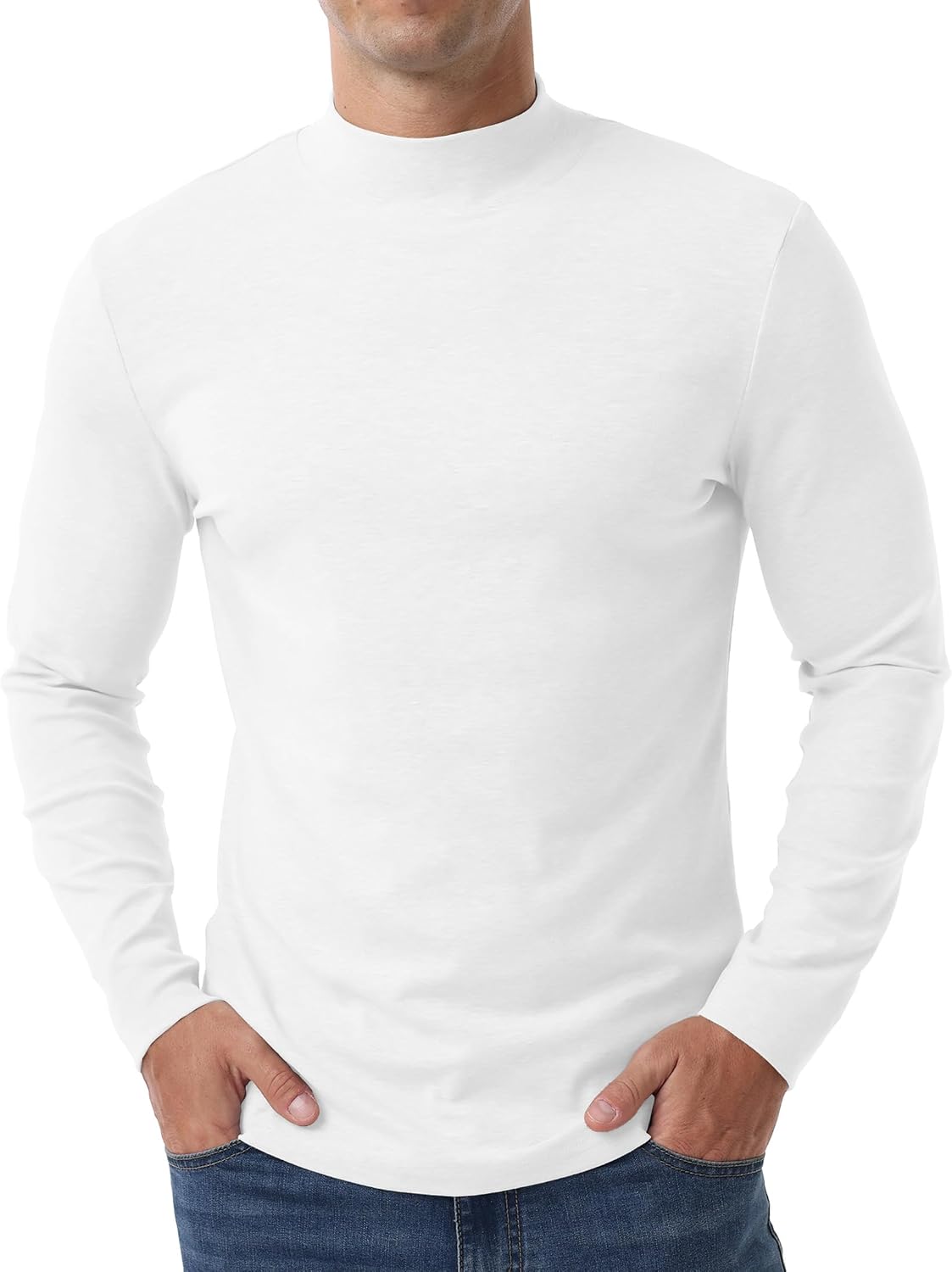 Detalle de Askdeer Mens Cotton Underwear Tops Men's Cotton Mock-Neck Thermal Shirt