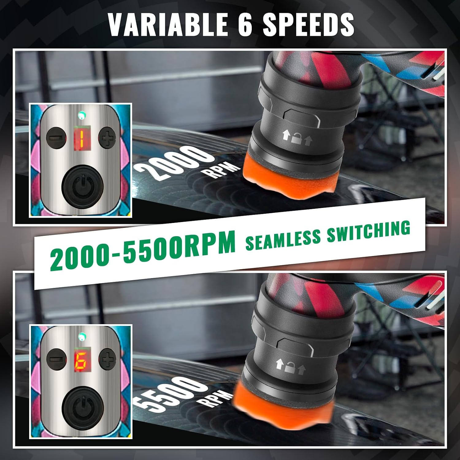 Thumbnail 5 de BATOCA S5 Cordless Mini Car Polisher Buffer Sander (Rotary & Dual Action) with 2x 12V Batteries and 1/2/3-inch Pad Kit