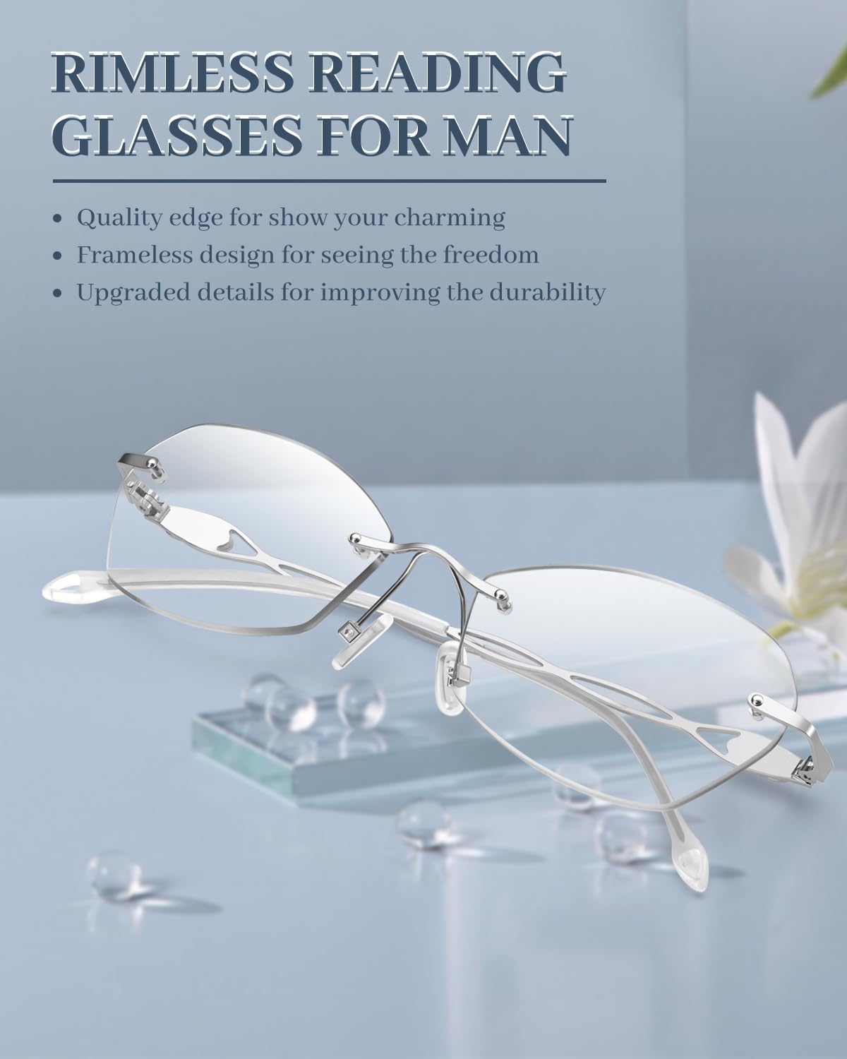 Thumbnail 1 de LUFF Rimless Reading Glasses for women and men – blue light blocking lightweight metal computer readers