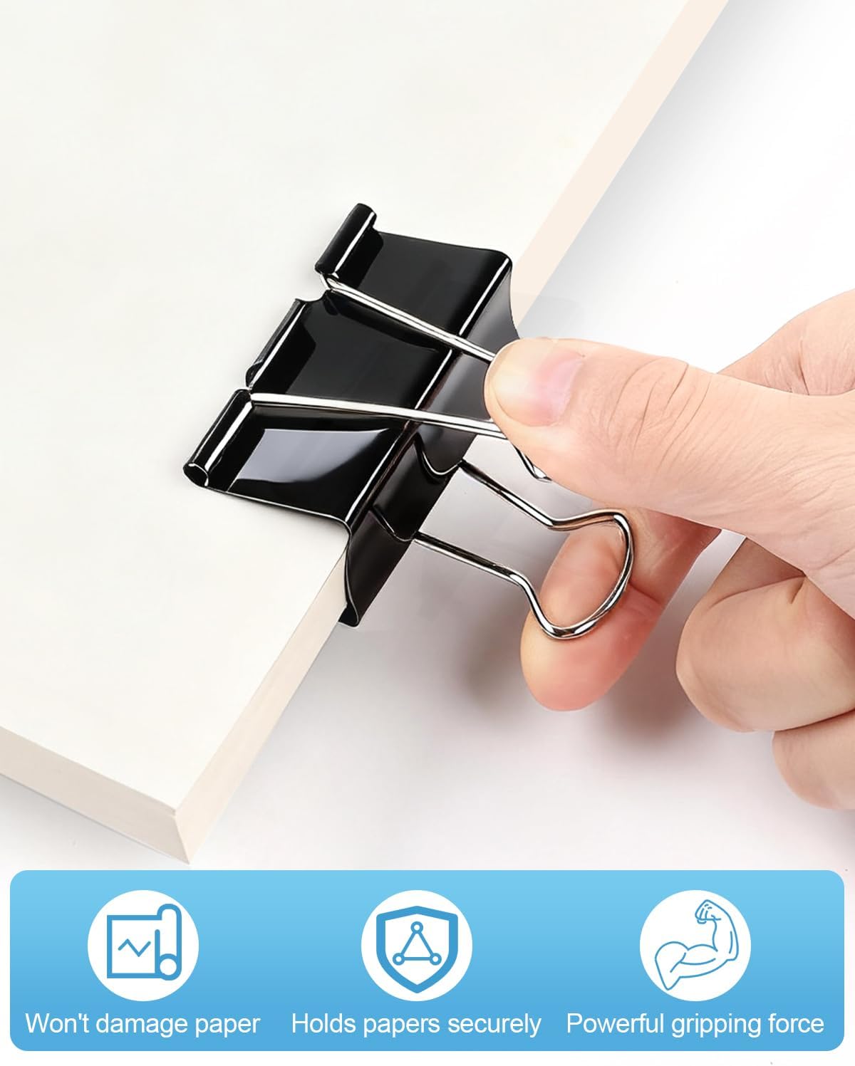 Thumbnail 3 de Caianwin 170-teilige schwarze Foldback-Klammern im Set (15/19/25/32 mm) – Dokumentenclips aus Metall