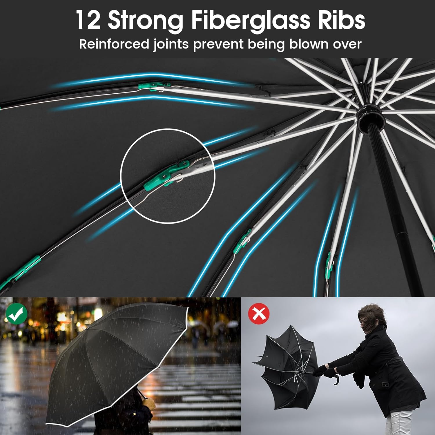 Thumbnail 1 de G4Free Ombrello antivento invertibile 12 stecche ☂️