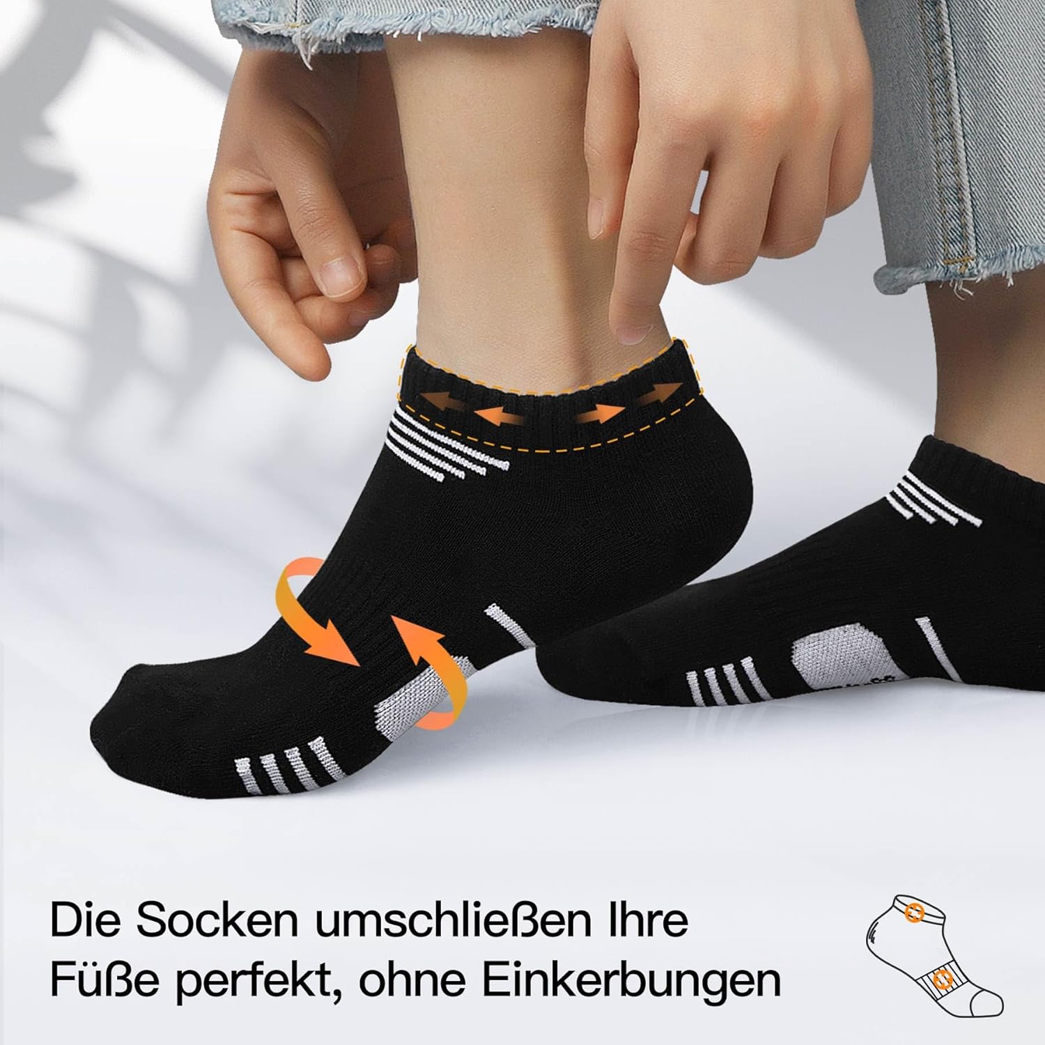 Detalle 2 de NUOZA Sneaker Socken – 10 Paar, kurz, Baumwolle, atmungsaktiv, Größe 35–50