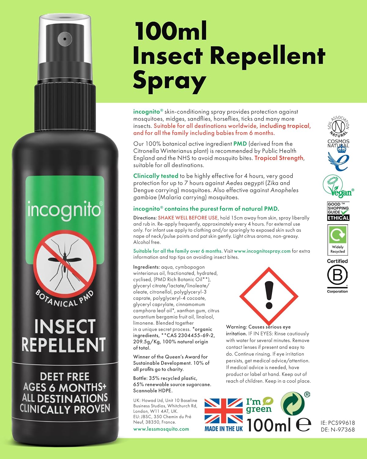 Thumbnail 4 de Incognito Mosquito Repellent Spray Natural DEET Free 100ml