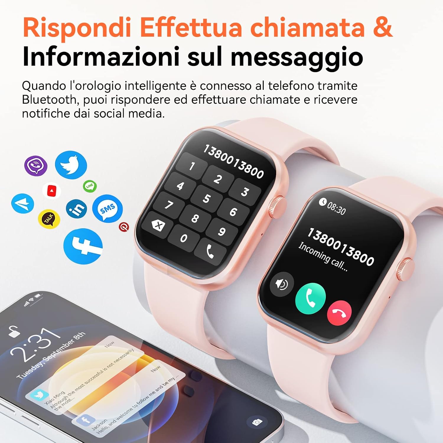 Detalle de Hwagol 2023 Smartwatch Uomo Donna – Schermo 1,85'', Chiamata Bluetooth e Contapassi