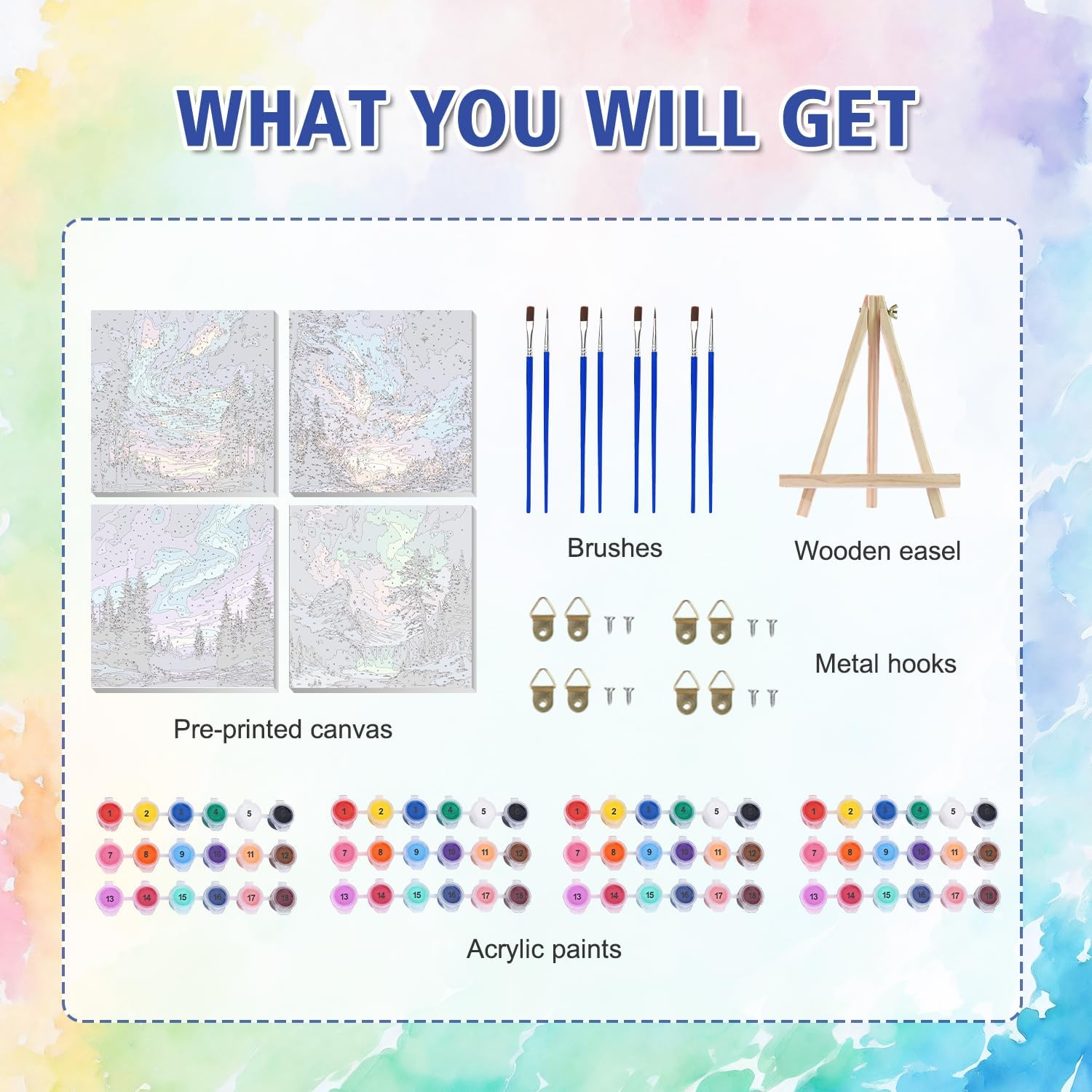 Thumbnail 4 de PHANTASYART 4 Pack Aurora Paint by Numbers for Adults