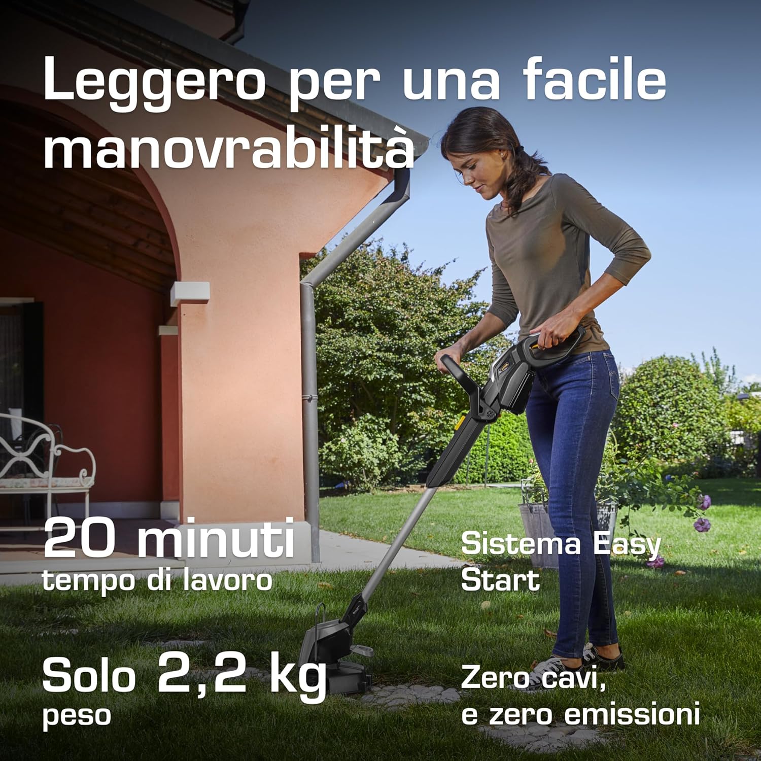 Detalle de Alpina ATR 20 Li Kit Tagliabordi a Batteria 20V (2Ah) con Asta Telescopica e Testina Filo Singolo