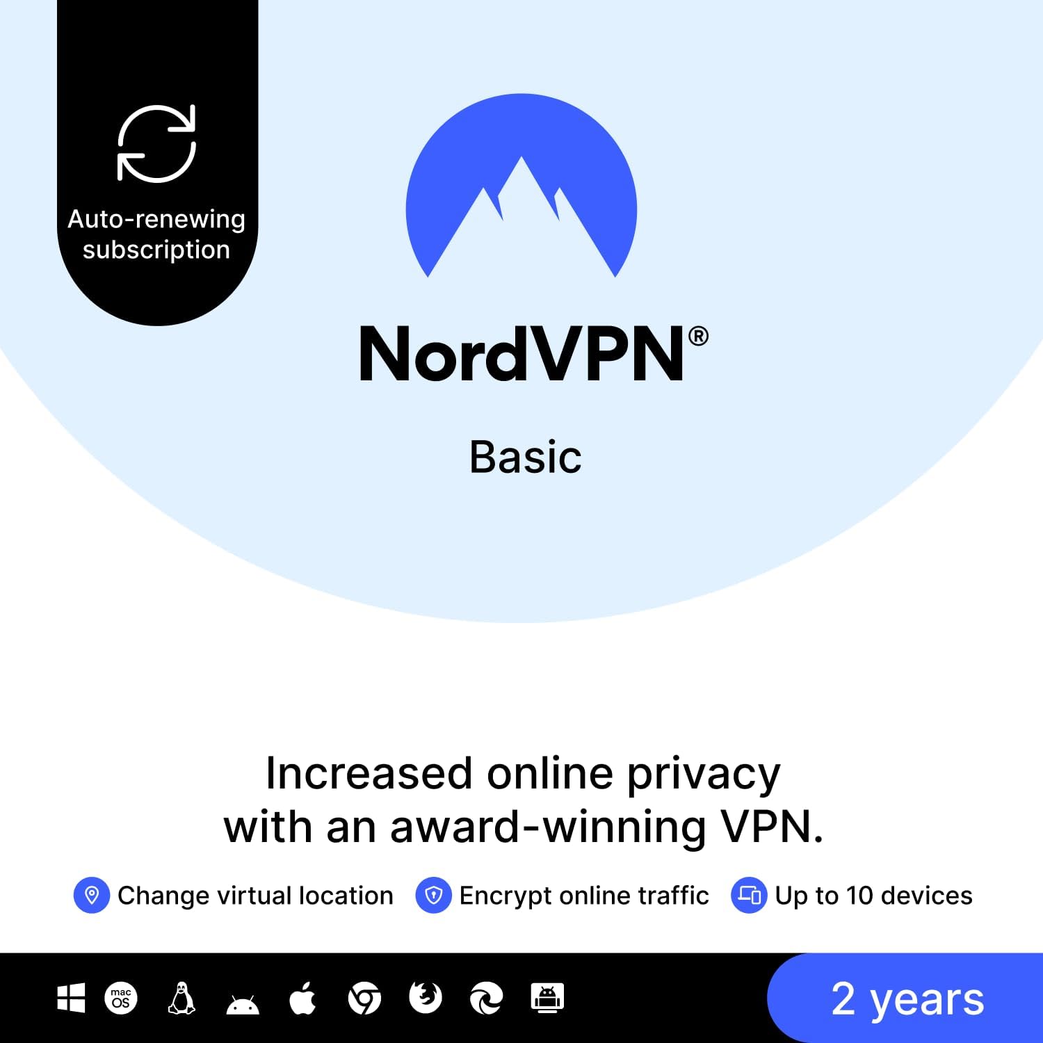 Detalle de NordVPN Standard, 10 Devices, 1-Year | VPN & Cybersecurity