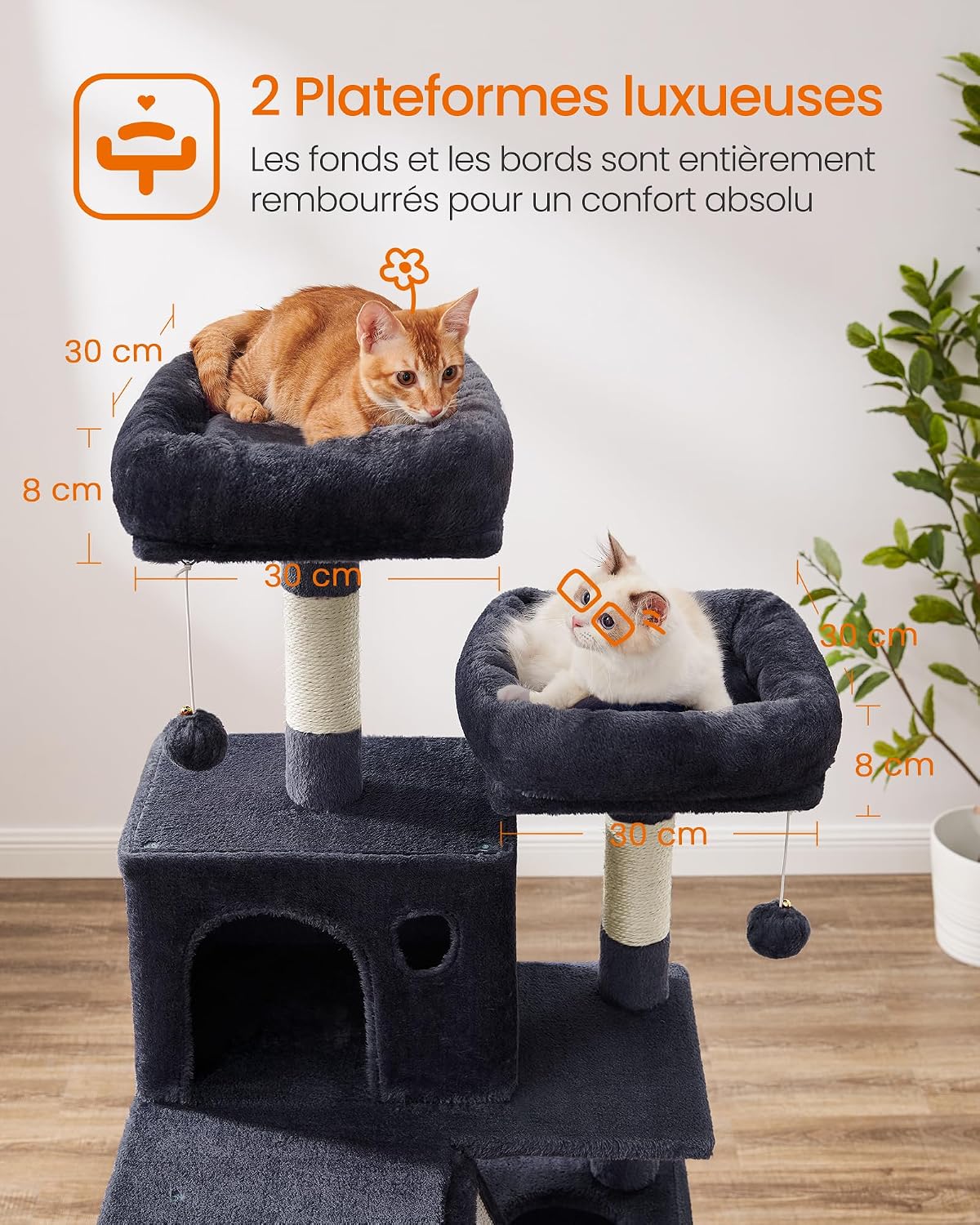 Detalle de FEANDREA CLAWFY PCT165G01 kattenboom met 5 niveaus, sisal en hangmat