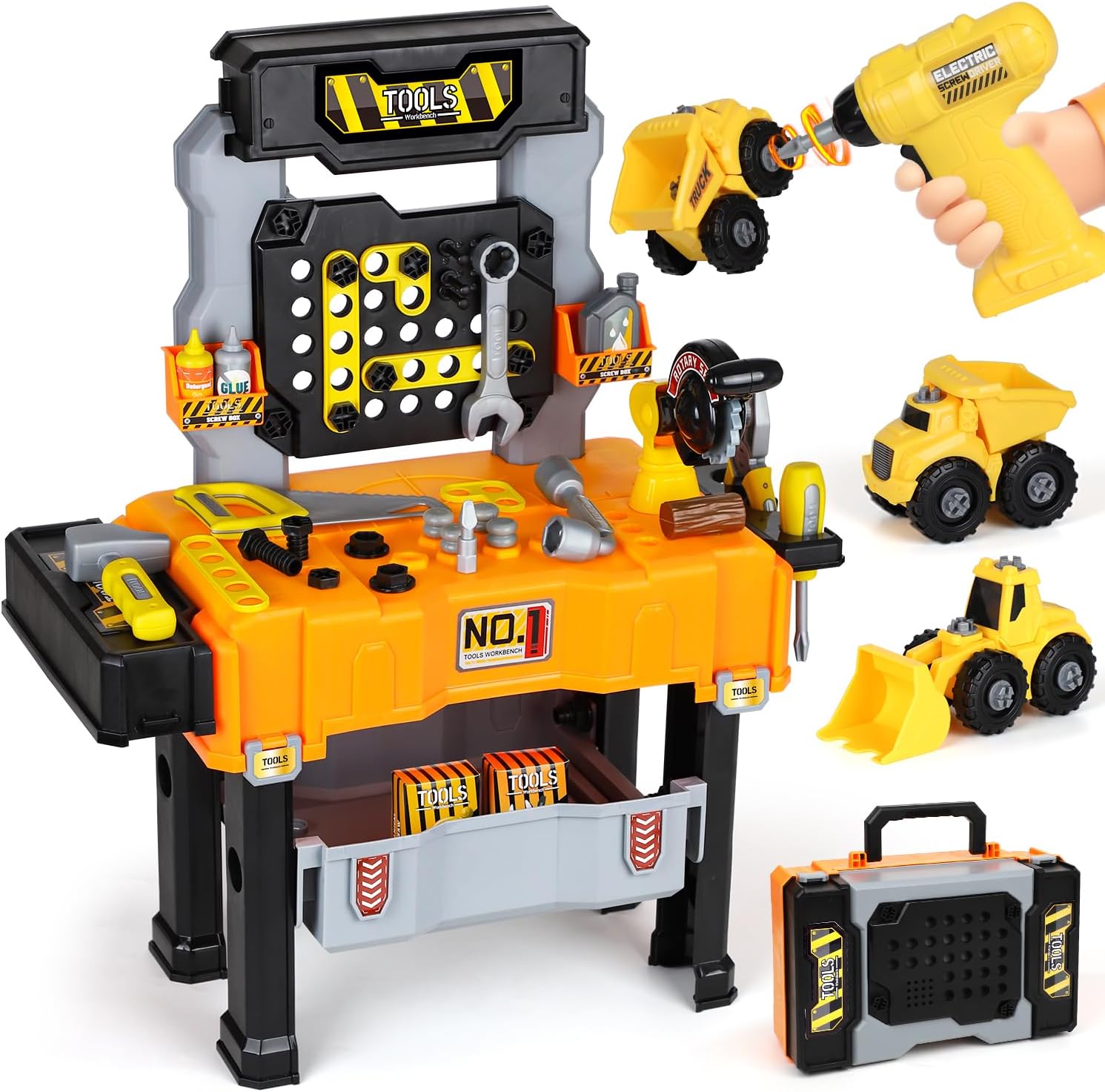 Detalle de Lehoo Castle Kids Tool Bench: Realistic Drill, Take‑Apart Vehicles and All‑in‑One Workstation for Curious Toddlers