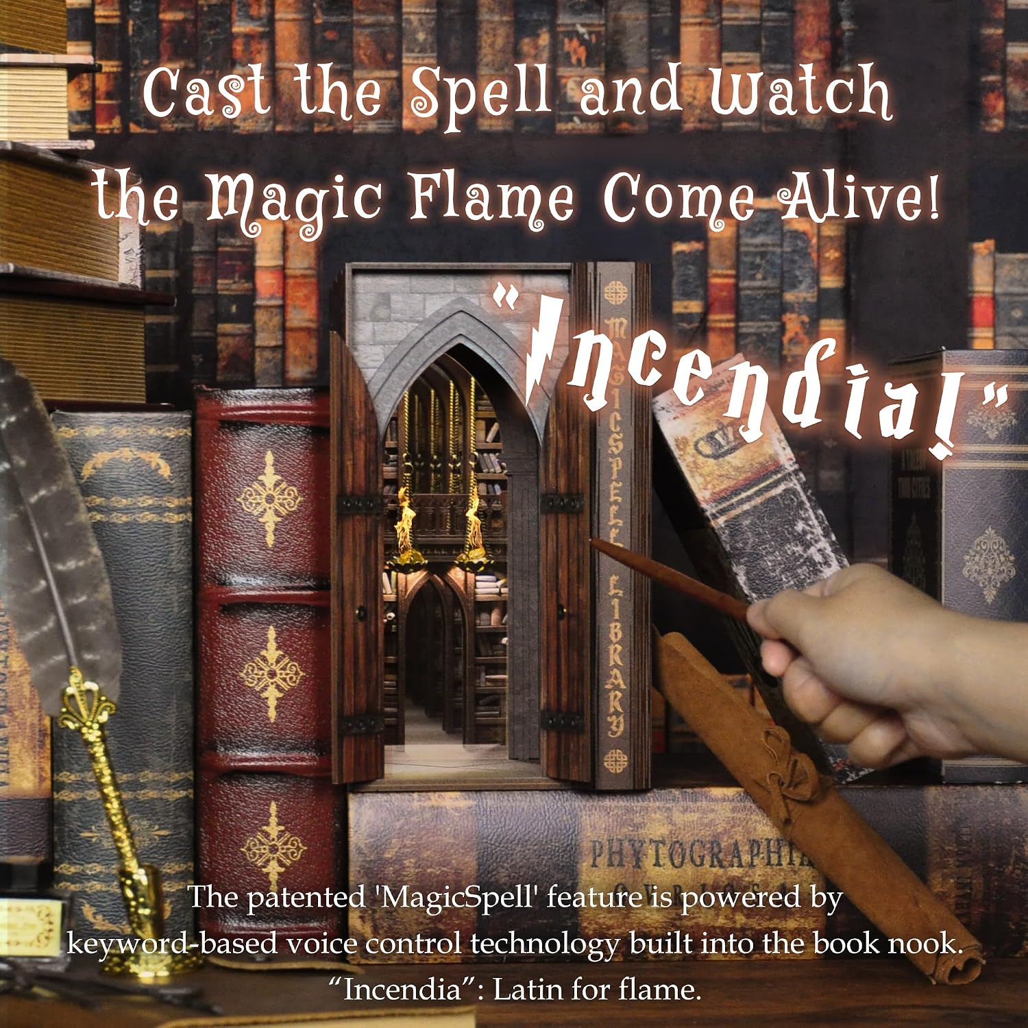 Detalle de Dolphin Island DIY Book Nook Kit for Adults: Infinite Magicspell Library with Flame Illusion