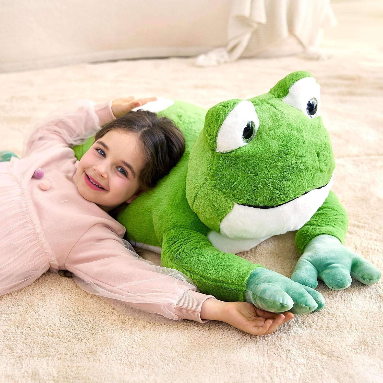 Detalle de IKASA Großes Frosch Kuscheltier – 78 cm, Riesiges Plüschtier, ideal als Kuschel- oder Geschenk