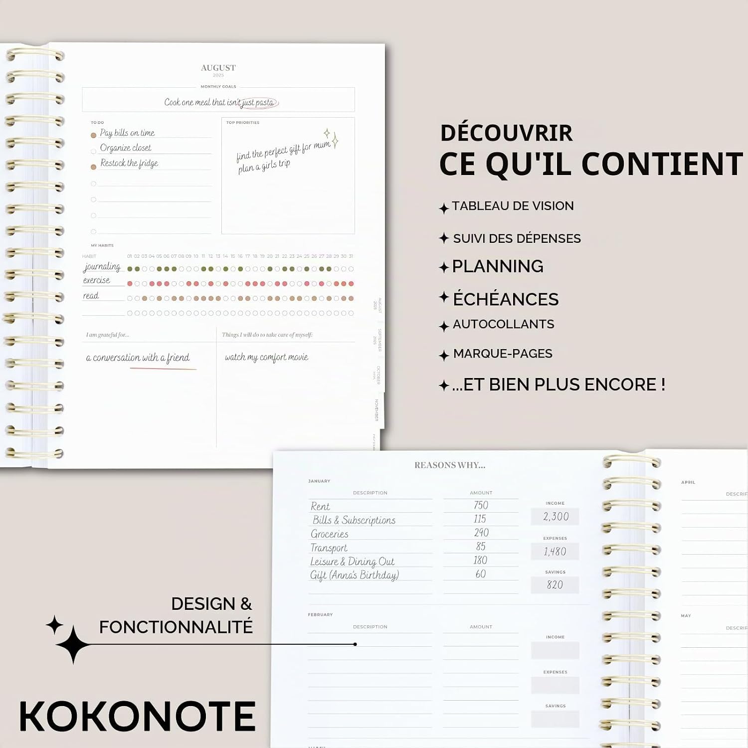Detalle de Kokonote KKOLYMPIA252602 weekagenda 2025-2026 met maandplanner