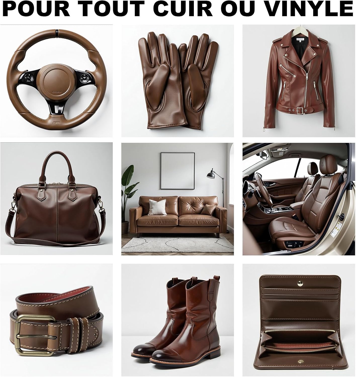 Detalle 2 de Kit de réparation et teinture pour cuir Cenozo (liquide, pâte réparatrice) – cuir marron moyen