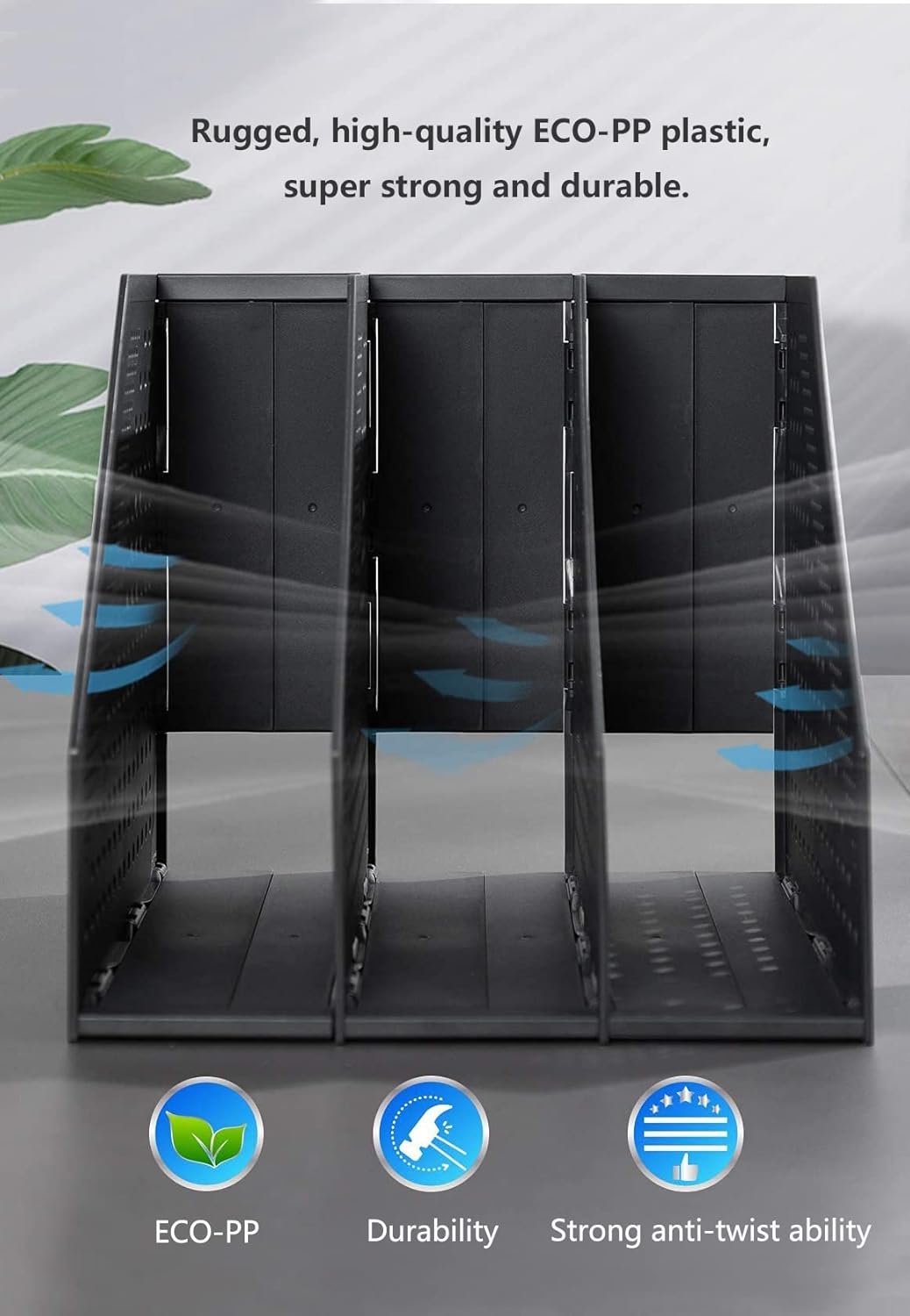 Thumbnail 6 de A4 File Holder Folding Bookshelf 4-compartment organiser