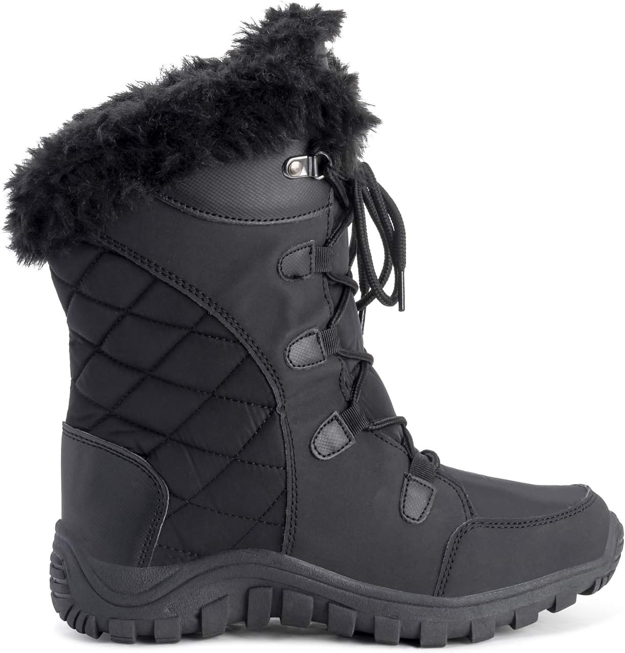 Detalle de Bottes hiver femme matelassées Lacent avec revers en fausse fourrure et semelle en caoutchouc