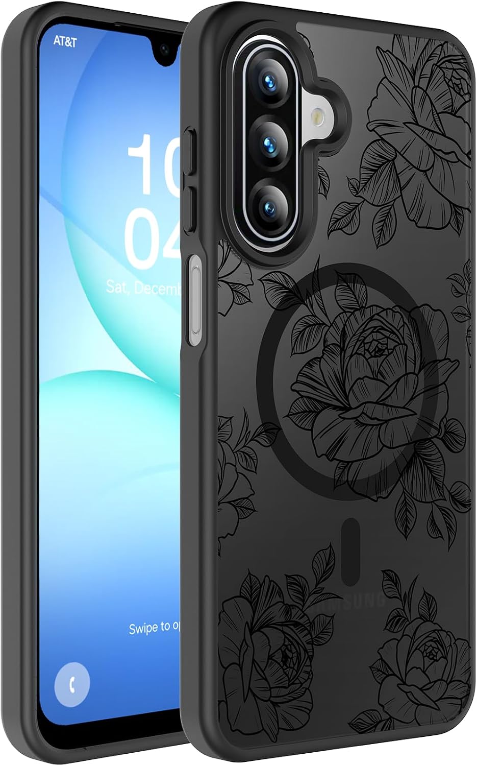 Detalle de Teayoha Samsung Galaxy A17 Case with MagSafe Compatibility, Black Floral Print