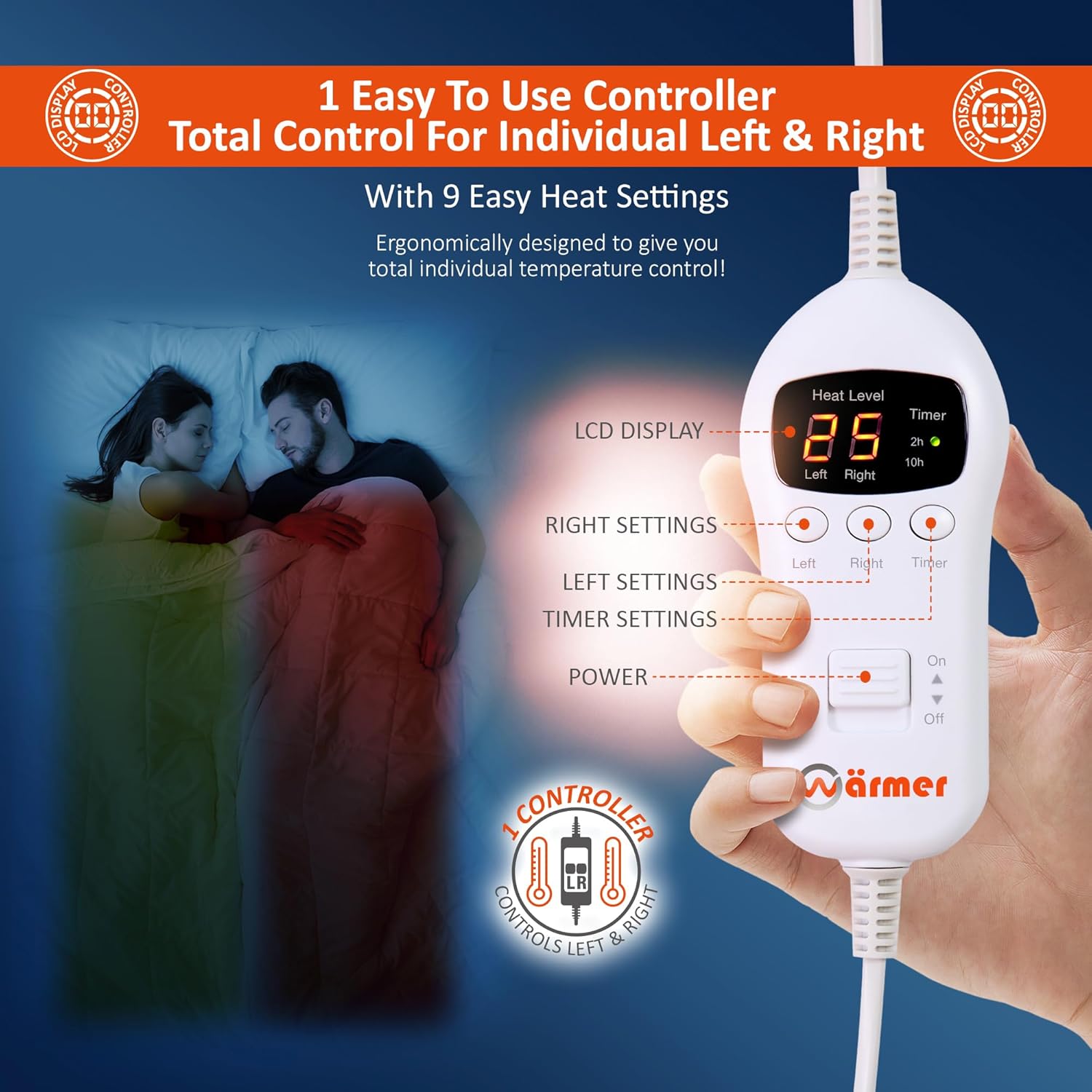 Thumbnail 4 de Warmer Electric Blanket (Double) 160 x 137cm with Dual Heating Zones & Timers